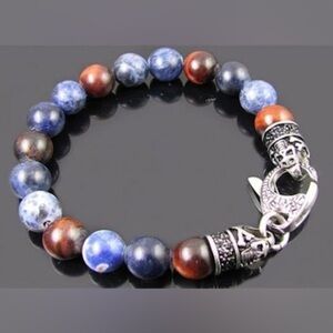 Blackjack 10mm Sodalite and Red Tiger Eye Bead Bracelet